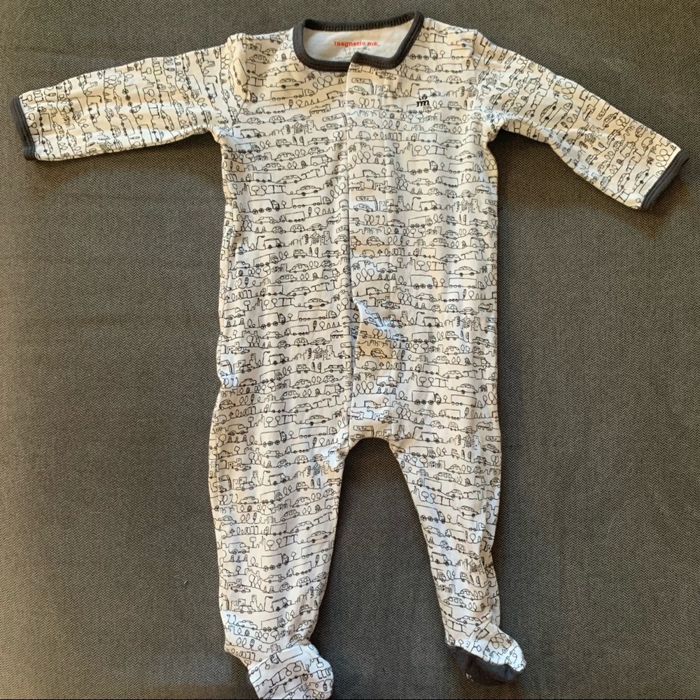 Like New Magnetic Me Onesie Footie Pajamas Car Print
